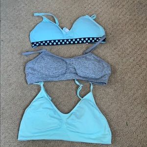Grey and blue training bras